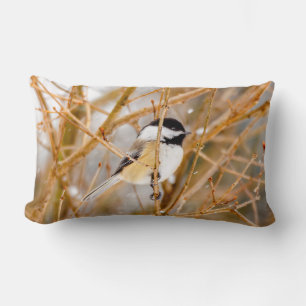 Svart-klädd chickadee - originalfoto lumbarkudde