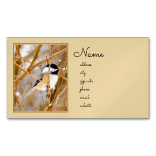 Svart-klädd chickadee - originalfoto magnetiska visitkort