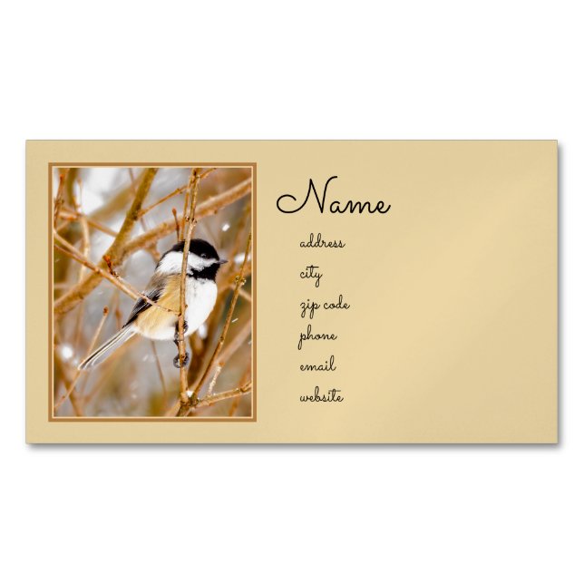 Svart-klädd chickadee - originalfoto magnetiska visitkort (Framsida)
