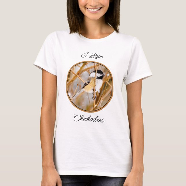 Svart-klädd chickadee - originalfoto t shirt (Framsida)