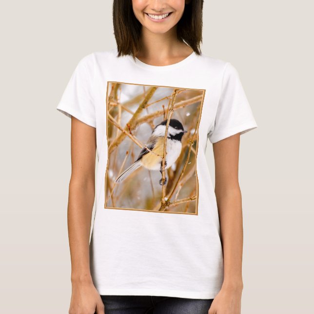 Svart-klädd chickadee - originalfoto t shirt (Framsida)