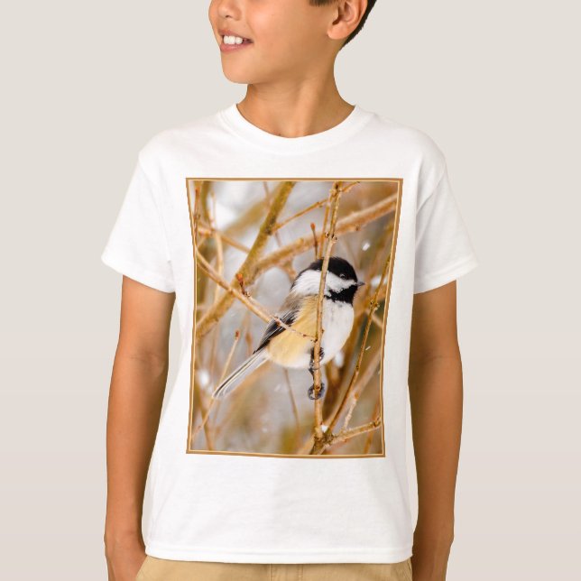 Svart-klädd chickadee - originalfoto t shirt (Framsida)