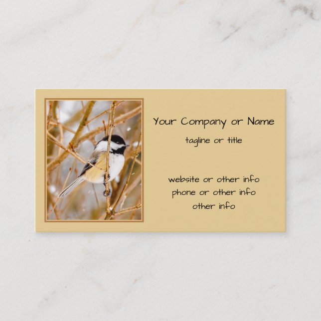 Svart-klädd chickadee - originalfoto visitkort (Framsida)