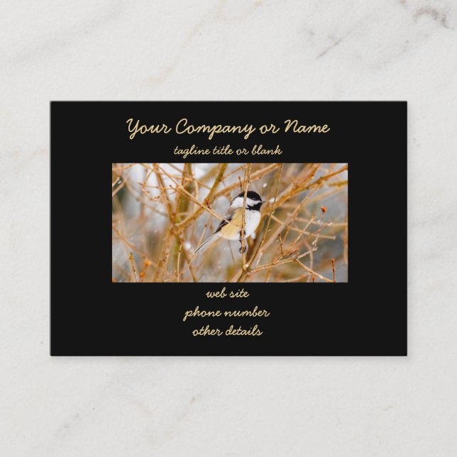 Svart-klädd chickadee - originalfoto visitkort (Framsida)