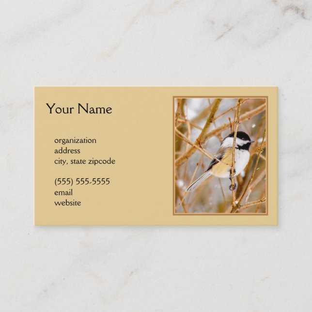 Svart-klädd chickadee - originalfoto visitkort (Framsida)