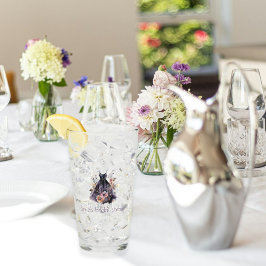 Svart klänning lila blomma bröllopsfest glaskopp