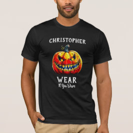 Svart klänning om du törs Halloween Leende Pumpa T Shirt