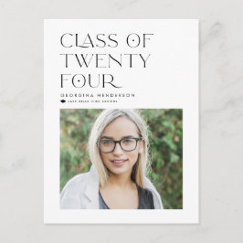 Svart klass 2022 Modern minimalistisk examen Vykort