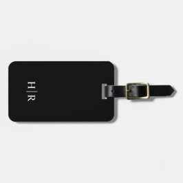 Svart Klassisk Elegant Minimal Modern Monogram Bagagebricka