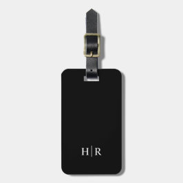 Svart Klassisk Elegant Minimal Modern Monogram Bagagebricka