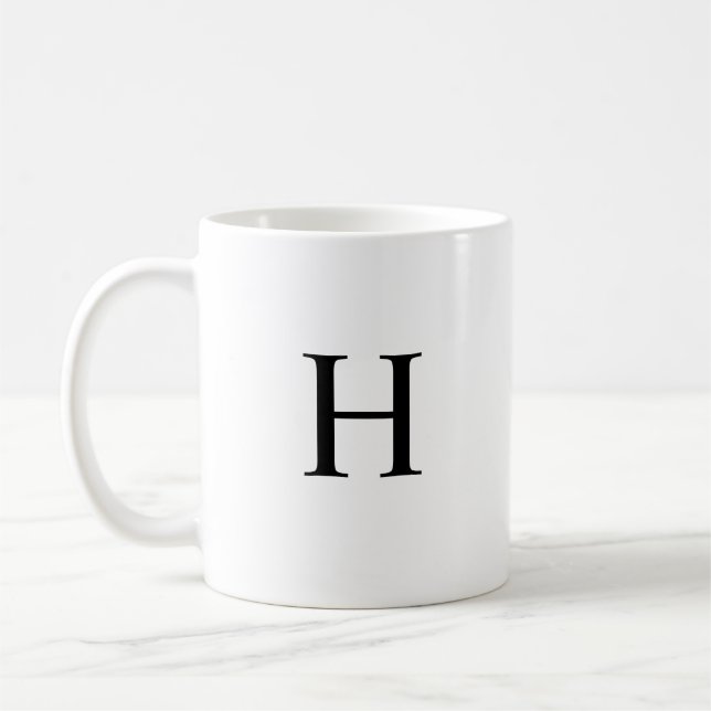 Svart Klassisk Elegant Monogram Kaffemugg (Vänster)