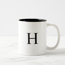 Svart Klassisk Elegant Monogramm Två-Tonad Mugg