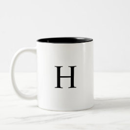 Svart Klassisk Elegant Monogramm Två-Tonad Mugg