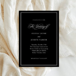 Svart | Klassisk italiensk elegance Bröllop Inbjudningar