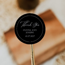 Svart | Klassisk italiensk elegance Bröllop Runt Klistermärke