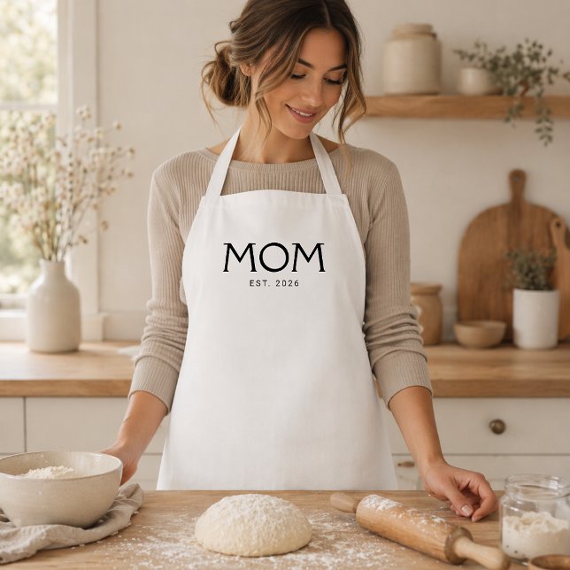 Svart Klassisk Typografi Estalperad Mamma Förkläde (Skapare uppladdad)