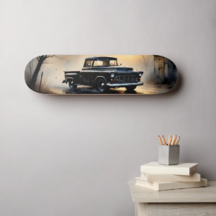 Svart Klassisk Vintage Pickup Truck 1957 Mini Skateboard Bräda 18,5 Cm