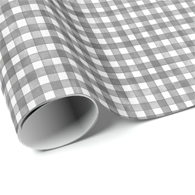 Svart klassiskt Gingham Presentpapper (Rullad Hörn)