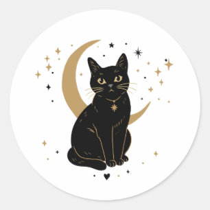 Svart klistermärke med katt