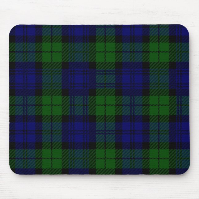 Svart klockaTartan Mousepad för skott Musmatta (Framsidan)