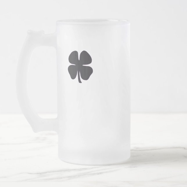 Svart Klöver-frostat glas mugg (Vänster)
