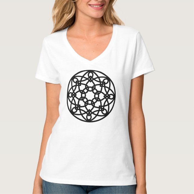 Svart Knut Mandala T Shirt (Framsida)