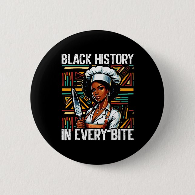 Svart kock afroamerikansk kock svart historiemånad knapp (Framsida)