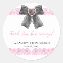 Svart Kokett Slinga Rosa Spets Bröllopsfest Tack Runt Klistermärke