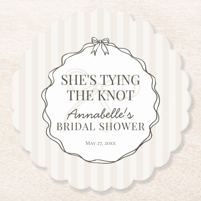 Svart Kokett Slöja Beige Bröllopsfest Brunch Underlägg Papper (Framsida)