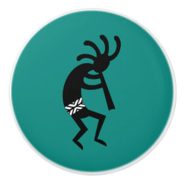Svart Kokopelli Mönster Southwest Design Knopp