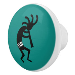 Svart Kokopelli Mönster Southwest Design Knopp