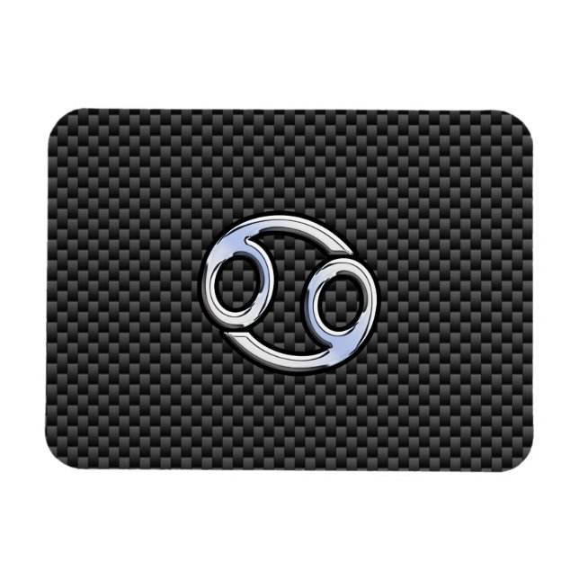 Svart kolfiberutskrift för cancerzodiaksymbol magnet (Horisontell)