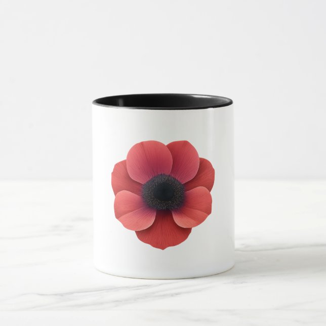 Svart Kombi Mugg - Anemon Blomma (Center)