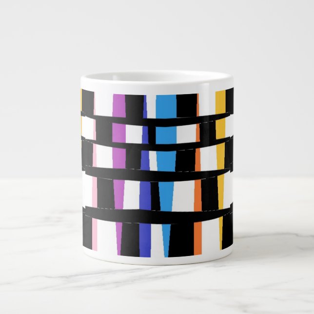 Svart konsformad svart gräns färgad keram jumbo mugg (Framsidan)