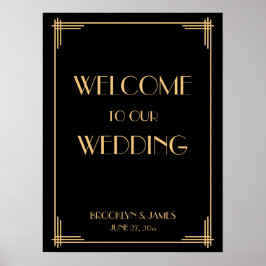 Svart konst Deco Underbar Gatsby Wedding Reception Poster