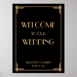 Svart konst Deco Underbar Gatsby Wedding Reception Poster