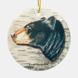 Svart konst för björnbjörkskäll julgransprydnad keramik