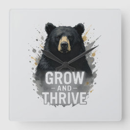 Svart konst för majstillväxt fyrkantig klocka