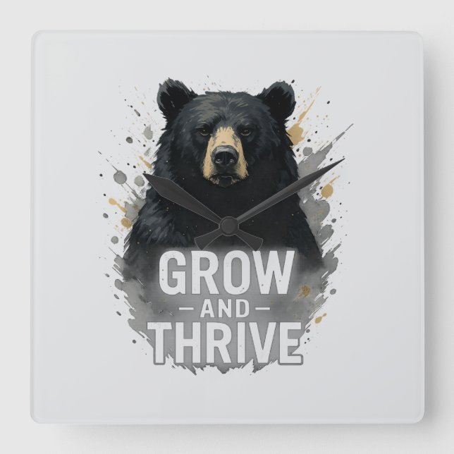 Svart konst för majstillväxt fyrkantig klocka (Framsida)