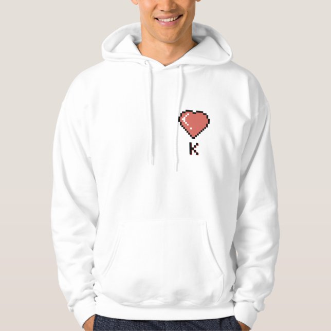 Svart kontur av Heart Kung Hoodie (Framsida)