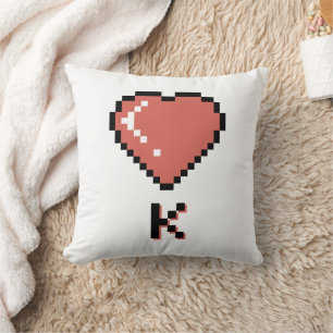Svart kontur av Heart Kung Kudde