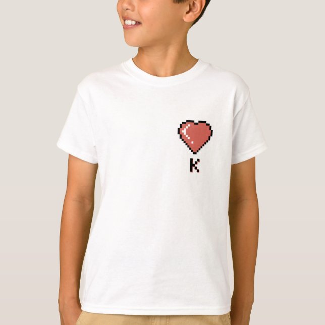 Svart kontur av Heart Kung T Shirt (Framsida)