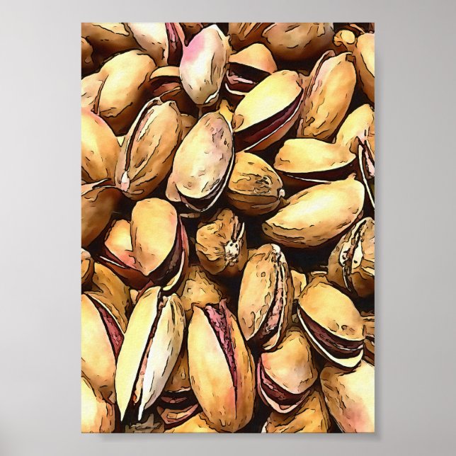 Svart konturkontur för Pistachio Nöt Poster (Framsidan)