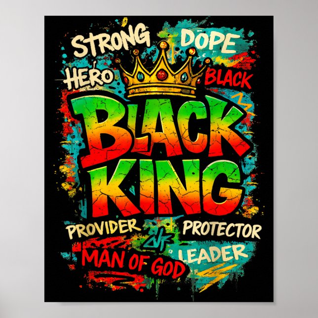 Svart Konung Man Av Gud Stark Ledare Melanin Svart Poster (Framsidan)
