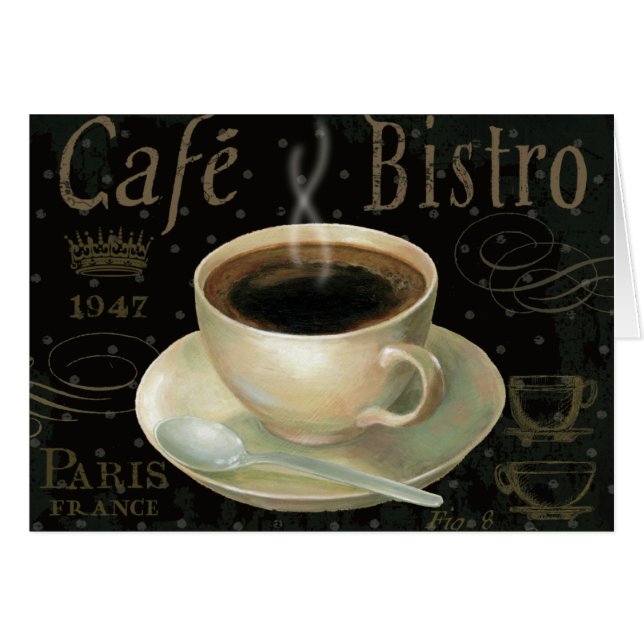 Svart kopp av kaffe hälsningskort (Framsidan Horizontal)