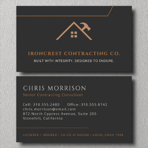 Svart koppar för bygg- och anläggningsarbeten visitkort