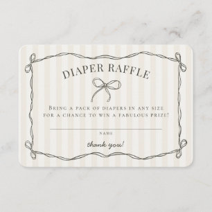 Svart koquette Bow Baby Shower Raffle Tilläggskort