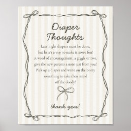 Svart koquette Bow Beige Diaper Thouwers Shower Poster