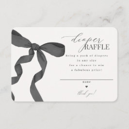 Svart koquetteplats Bow Diaper Raffle-inbjudan Tilläggskort