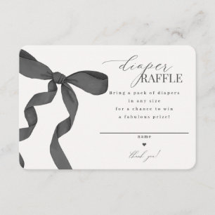 Svart koquetteplats Bow Diaper Raffle-inbjudan Tilläggskort